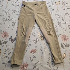 Irideon Tan Riding Tights Medium Knee Patch Equestrian Pants Stretch Pull-On